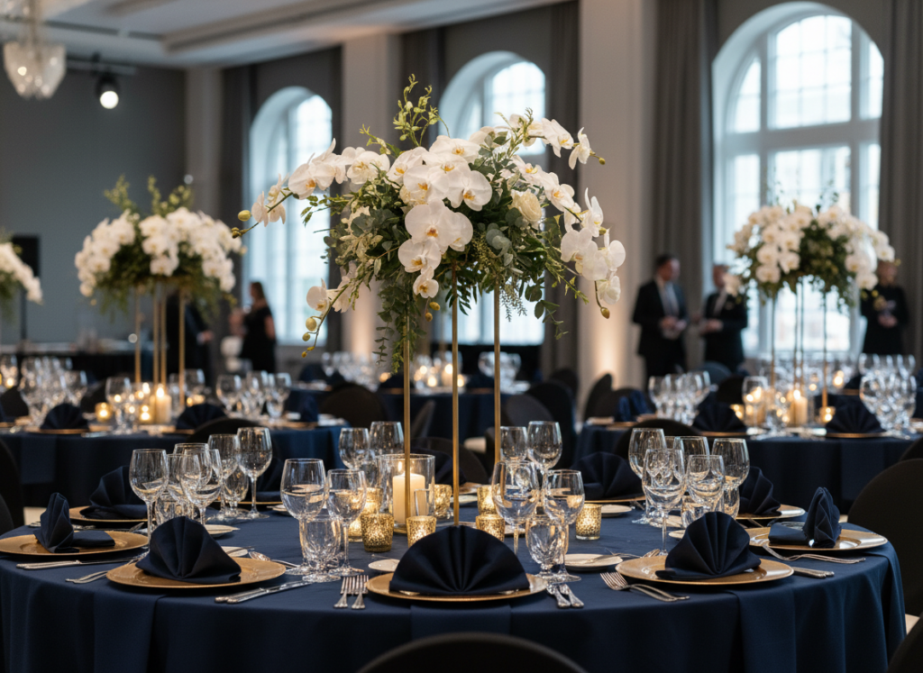 Formal Gold & Navy Setting